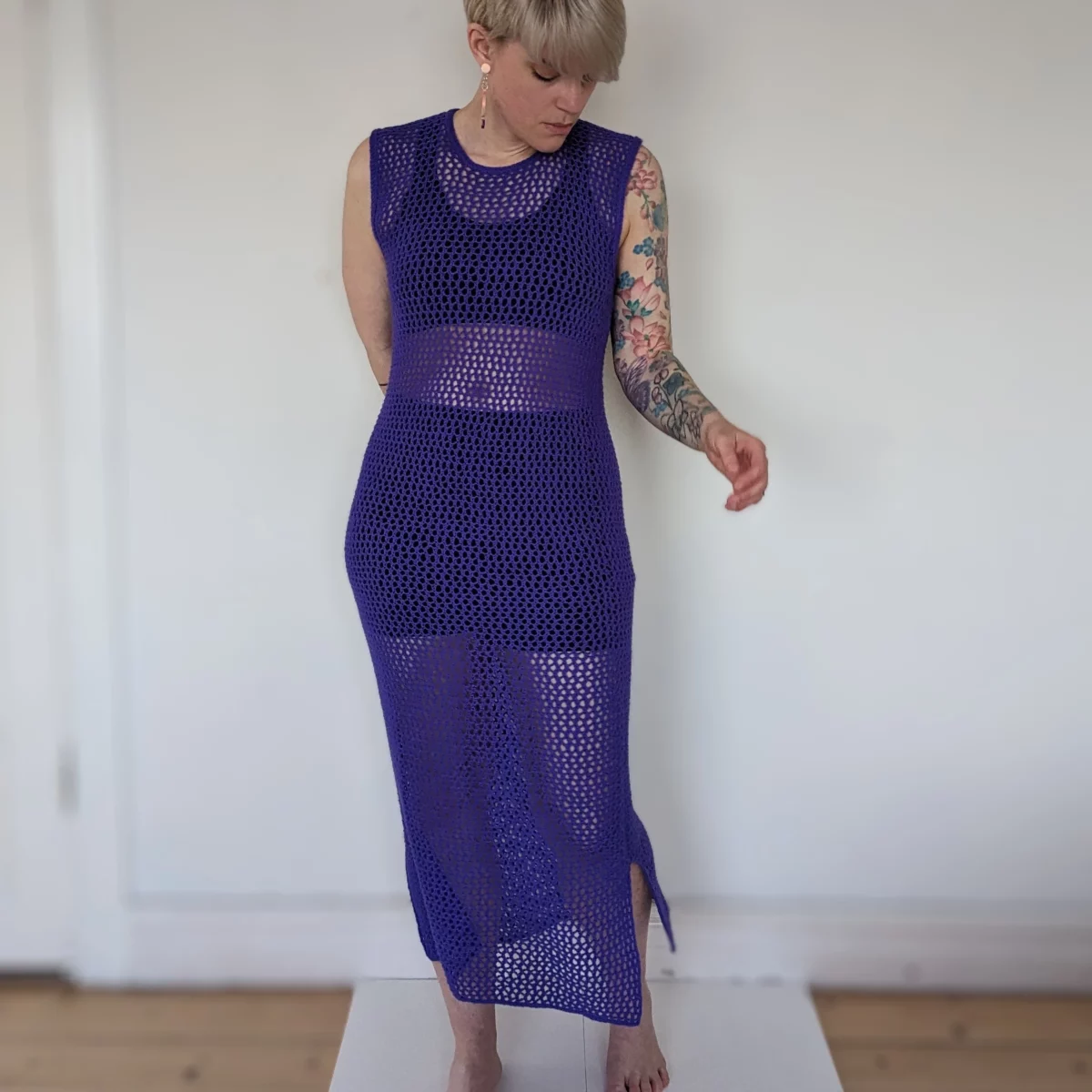 notorious knitter meshed up dress